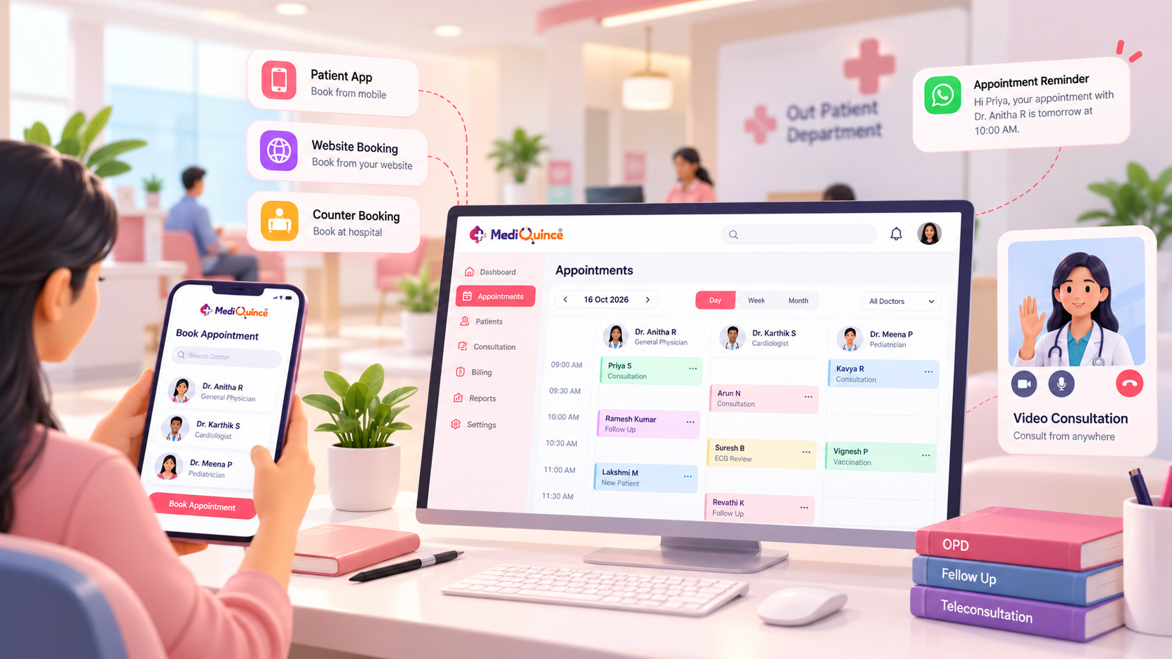Hospital appointment scheduling software for managing doctor appointments and patient bookings
