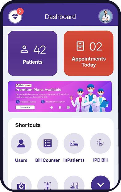 Doctor dashboard phone mockup